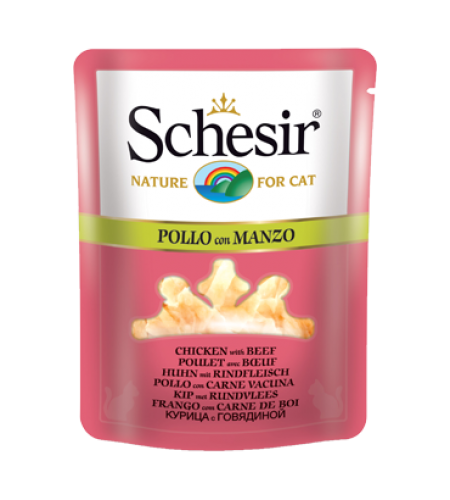 SCHESIR GATO FRANGO COM CARNE EM CALDO DE FRANGO (SAQUETAS) 70GR